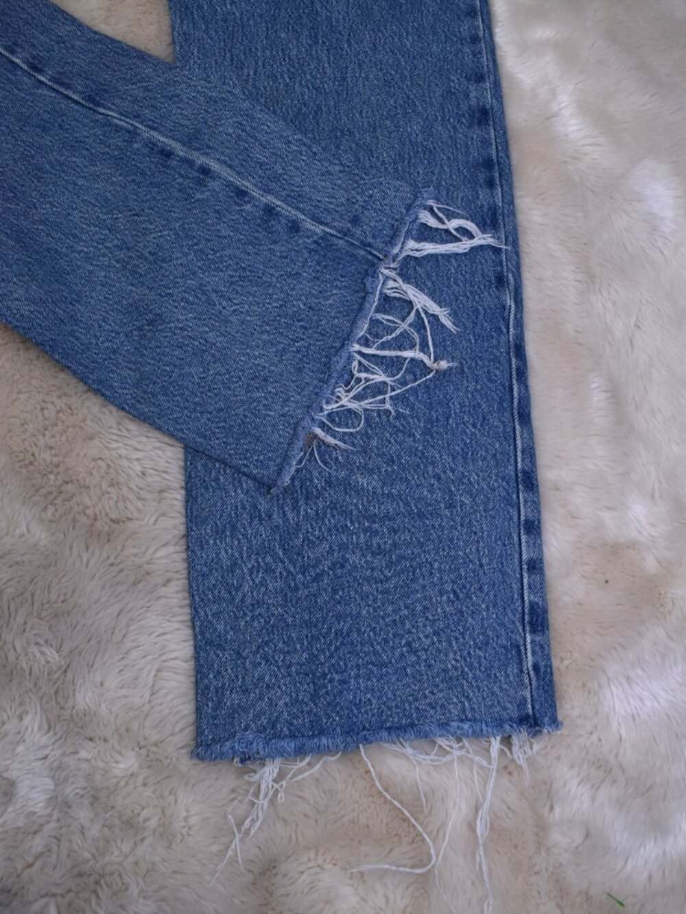 Garage 90s Straight Leg Jeans Size 0 Frayed Hem Vintage Wash Denim - Picture 5 of 12